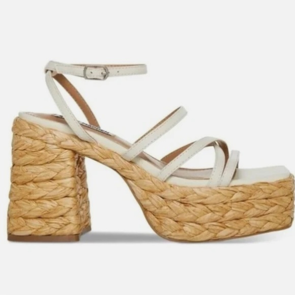 NWT Steve Madden Belise Ankle Strap Platform Braided Woven Heeled Sandal 9.5 - Picture 1 of 5